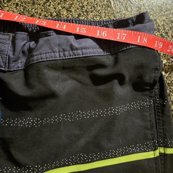 George Men XL (40-42) Black Blue Abstract Patterned 9" Swim Shorts Drawstring - Picture 8 of 9